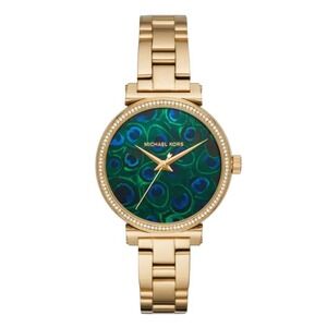 Michael Kors Ladies Sofie Peacock Dial Watch Mk3946 Gold Tone NIB $250